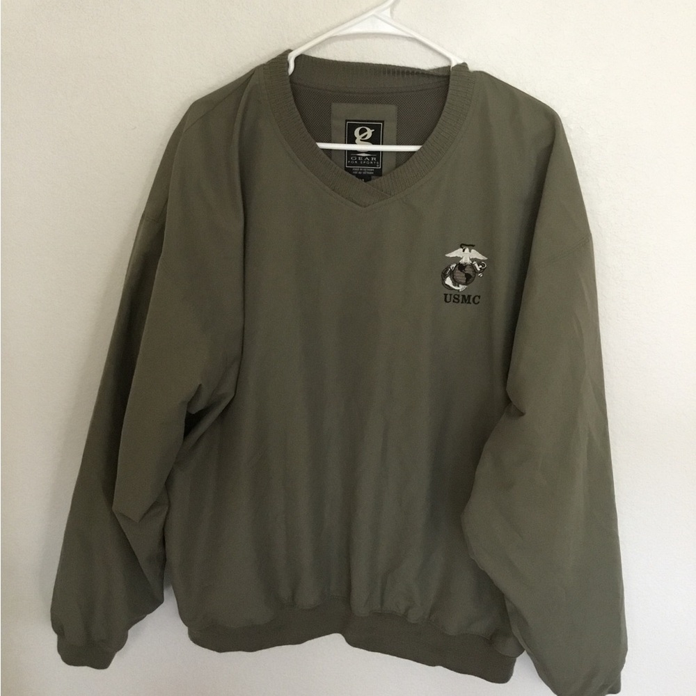 Marine corps v neck olive drab pullover jacket size XL